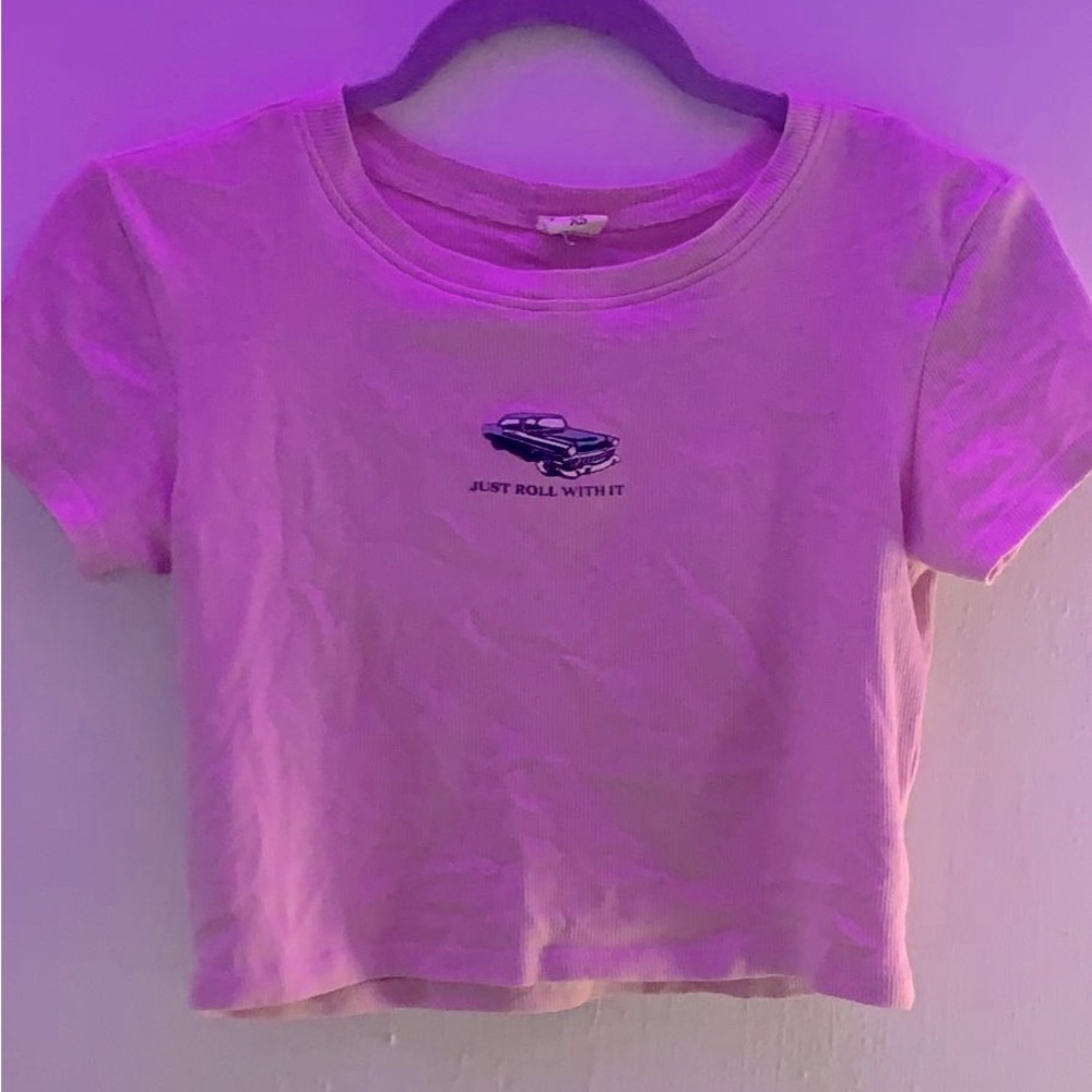 Pink baby t shirt just roll with it